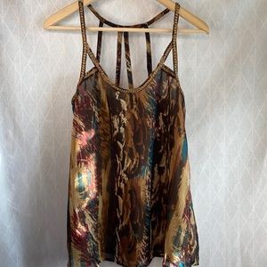 2/$30 Gold Beaded Strappy Tunic Tank